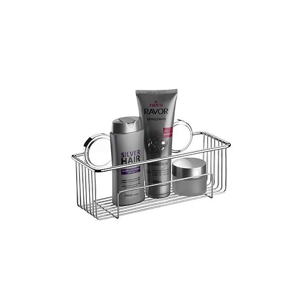 Suporte para Shampoo com Adesivo Cromada 28,5cm Future