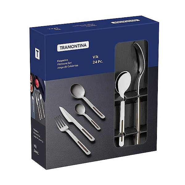 Faqueiro Tramontina Aço Inox Vik Para Churrasco 24 Pç Ágata