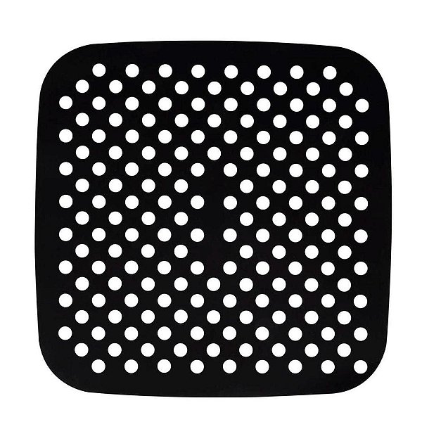 Tapete de Silicone para Air Fryer Reutilizável 18,50cm Preto