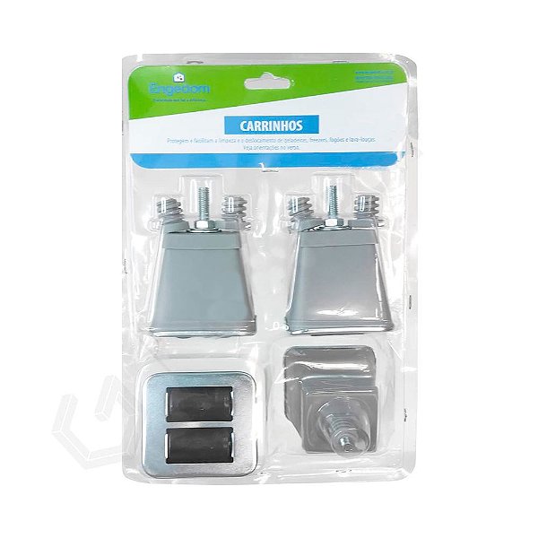 Pés com Rodízios para Fogão, Geladeira Freezer Engedom Prata