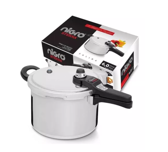 Panela de pressão Nigro eterna alumínio polida 6 LITROS