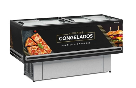 Expositor Ilha Standard Gelopar dupla ação vidro reto deslizante GESV-190R