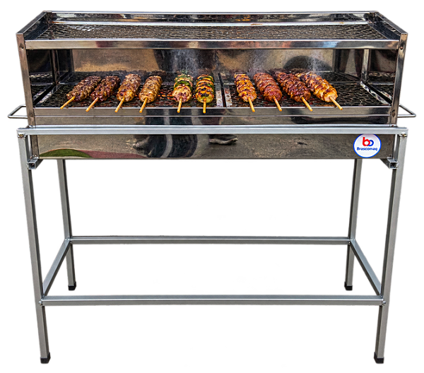 Churrasqueira Inox Espetinho 2 Grelhas 90X25