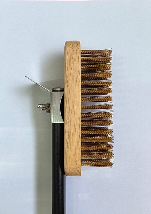 Escova 19x6cm Latão Para Forno De Pizza - Cabo 100cm