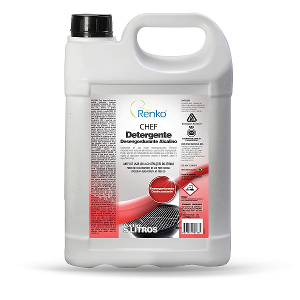 Detergente Desengordurante Alcalino Chef - 5 Litros - Renko