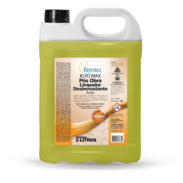Limpador Desincrustante Pós Obra Klyo Max - 5 Litros - Renko