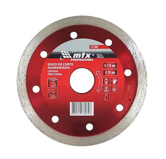 Disco de Corte Diamantado Continuo 110X20mm Refrigerado - Mtx