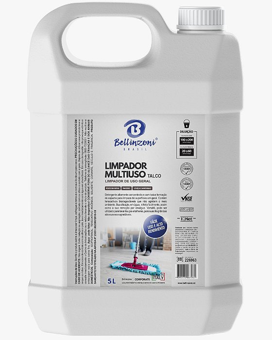 Limpador Multiuso Talco - 5 Litros - Bellinzoni