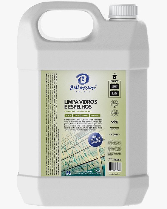 Limpa Vidros e Espelhos - 5 Litros - Bellinzoni