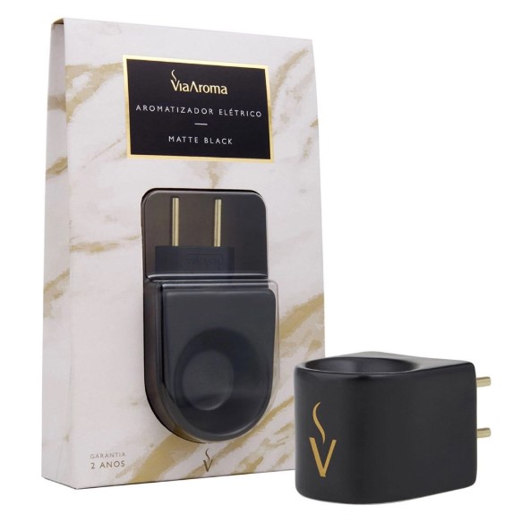 Difusor Aromatizador Elétrico de Porcelana Bivolt Matte Black - Via Aroma