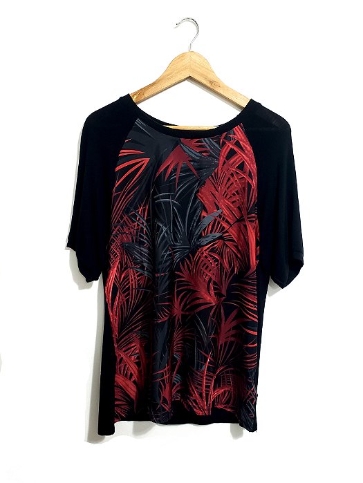 Camiseta Feminina Florida Preta e Vermelha