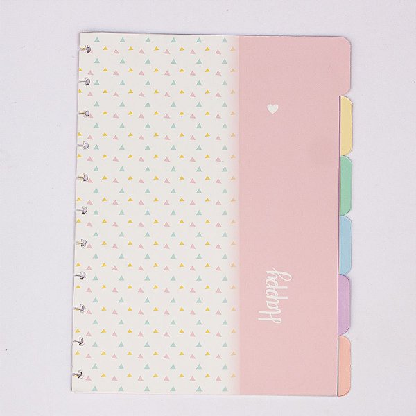 6 Divisórias coloridas Happy para caderno de discos