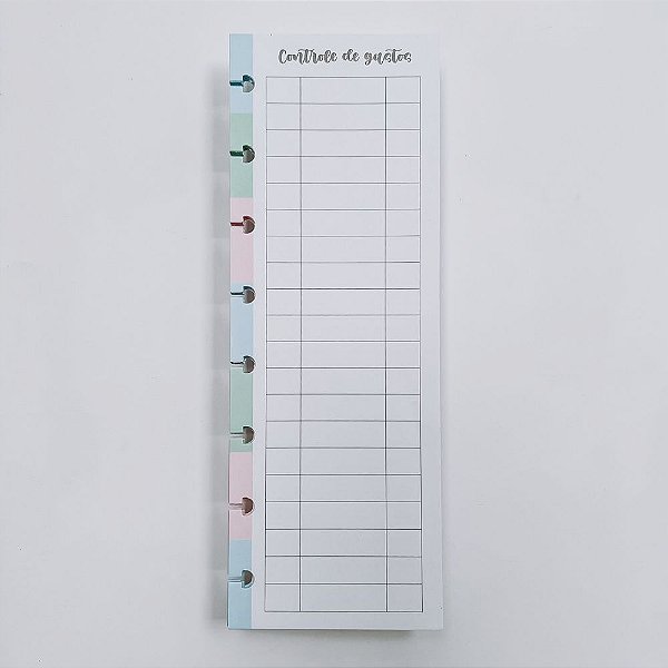 Refil Fit  para caderno de discos Controle de gastos