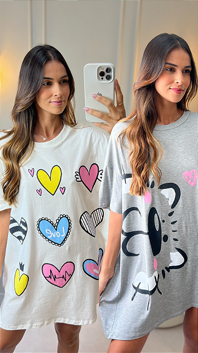 Kit 2 Camisetões Feminino Manga Curta - Empório do Algodão