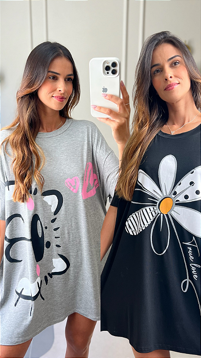 Kit 2 Camisetões Feminino Manga Curta - Empório do Algodão