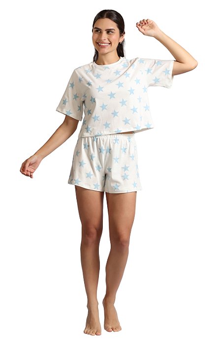 Short Doll Estrela Feminino 100% Algodão - Empório do Algodão