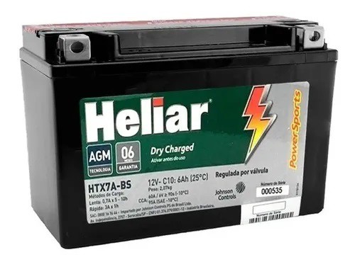 Bateria Heliar Htx7a-bs 6ah Lindy Burgman 125 2005 a 2019 - Thomas Parts