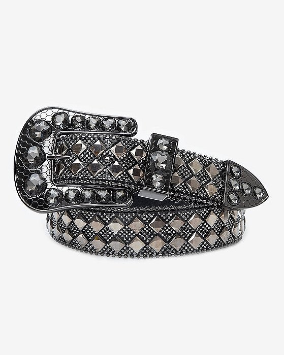 Cinto Moda Country Detalhado com Pedraria Preto