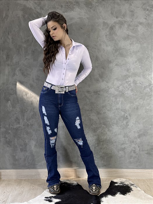Calça Jeans Azul Stoned Texas Ranch Jeans