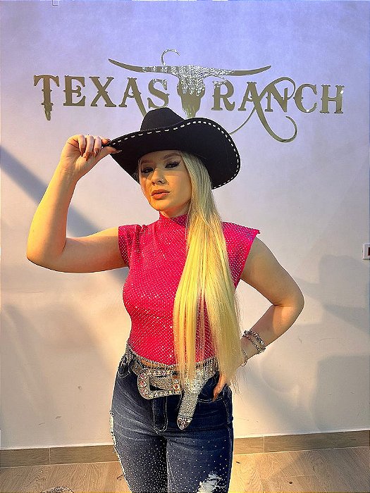 Cropped Pink Shine c/ Franjas Texas Ranch Jeans