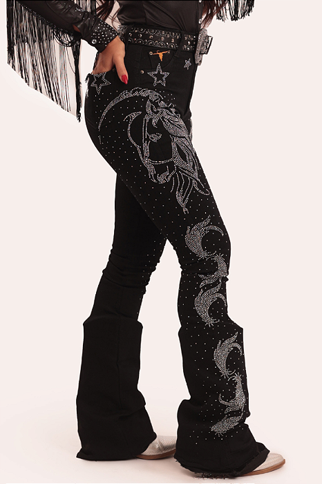 Calça Jeans Black Love Horse Texas Ranch Jeans TR100