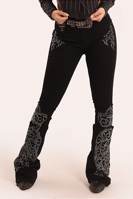 Calça Jeans Flare Black Glamour Texas Ranch Jeans TR106