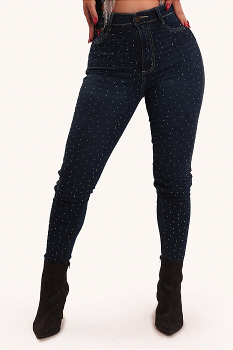Calça Jeans Skinny Blue Indian Bull Strass TR113