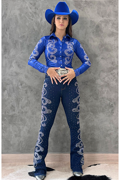 Calça Jeans Blue All Strass Texas Ranch TR125
