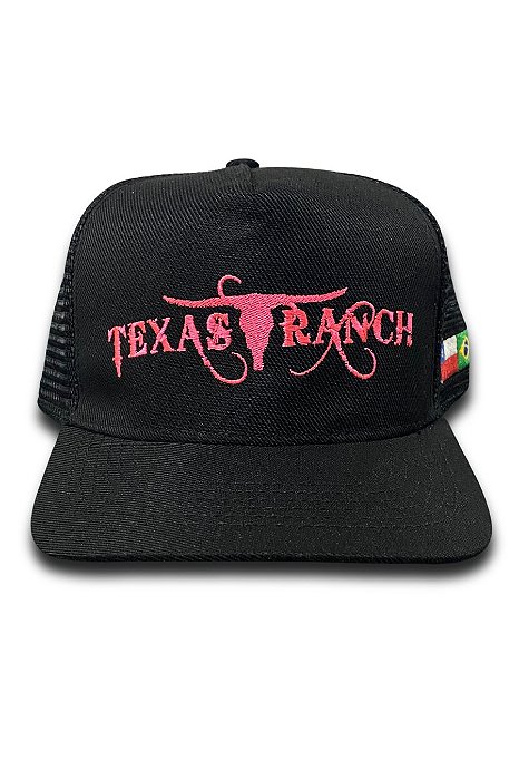 Boné Texas Ranch Preto Bordado Pink Neon Ref. TR02