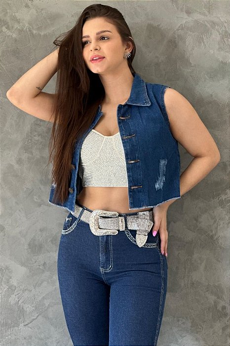 Blusa Jeans Feminina Regata Texas Ranch Jeans Ref. TR023