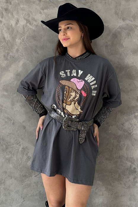 Camiseta Oversized Stay Wild Texas Ranch Jeans Ref. TR05