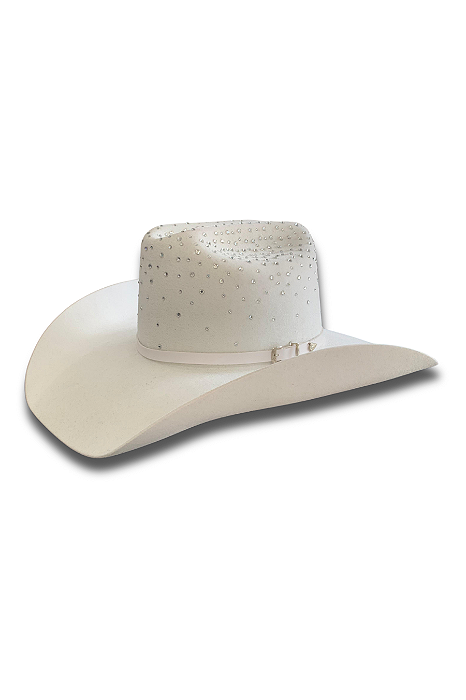 Chapéu Branco com Brilhos Pratas Texas Ranch Ref. TR17