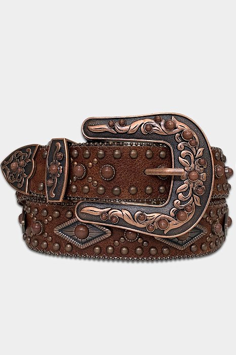 Cinto de Couro Feminino Marrom Claro Oldest Texas Ranch Ref. TR076