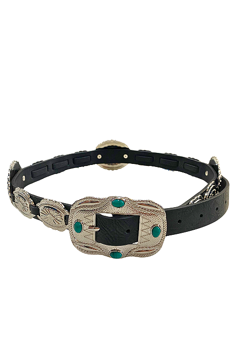 Cinto Country Feminino Couro Sintético com Detalhes Metal Ref. TR80