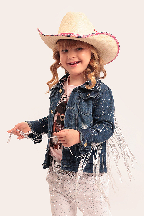 Jaqueta Jeans Infantil Strass & Franjas Paetê Texas Ranch Ref. TR01