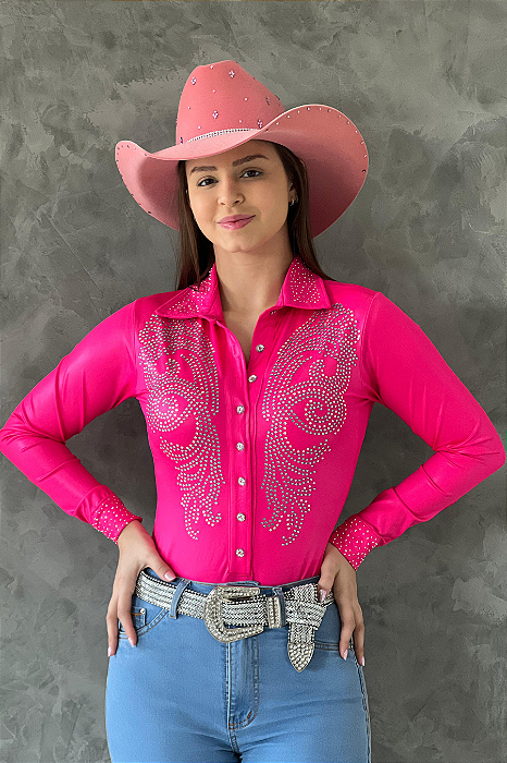 Body Camisa Pink C/ Pedras Azuis Texas Ranch Ref. TR180
