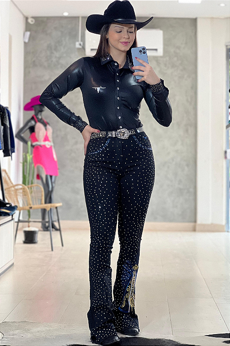 Calça Jeans Nossa Senhora Aparecida Bordada Silver Shine Texas Ranch TR168