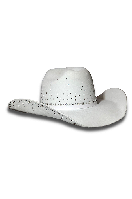 Chapéu Branco Brilhos Pratas Miss Diamond Ref. TR29