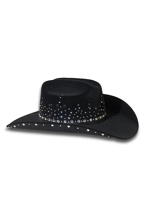 Chapéu Preto Brilhos Pratas Miss Diamond Ref. TR31