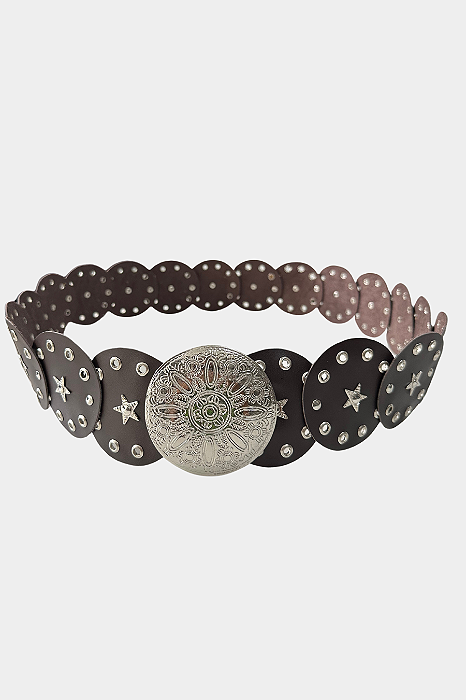 Cinto Boho Star Marrom Escuro Moda Country Texas Ranch Ref. TR112