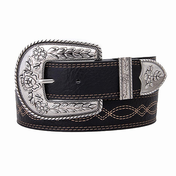 Cinto Preto Bordado Moda Country Texas Ranch Ref. TR119