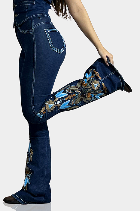 Calça Jeans Azul Embroidery Western Texas Ranch Ref. TR222