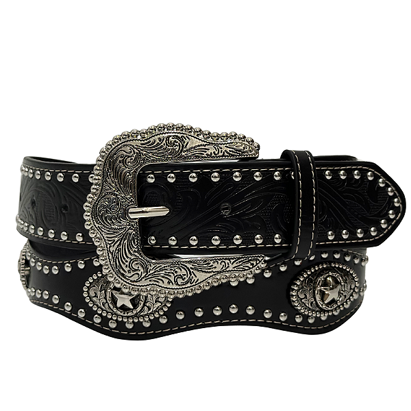 Cinto de Couro Western Star Preto Texas Ranch Ref. TR132