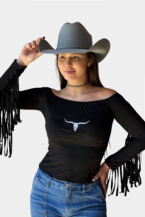 Blusa Feminina Bordada Longhorn Texas Ranch Ref. TR30