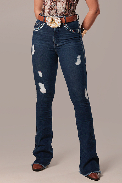 Calça Jeans Azul Bordada Head Ox Basic Ref. TR266