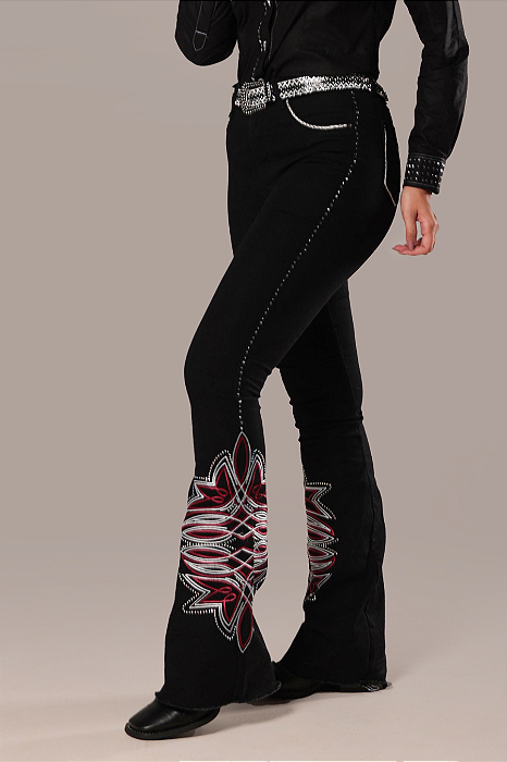 Calça Jeans Preta Bordada American Country Sessions Ref. TR270