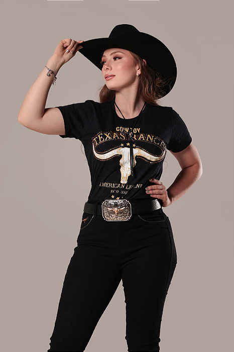 Camiseta Preta Cowboy American Ref. TR32