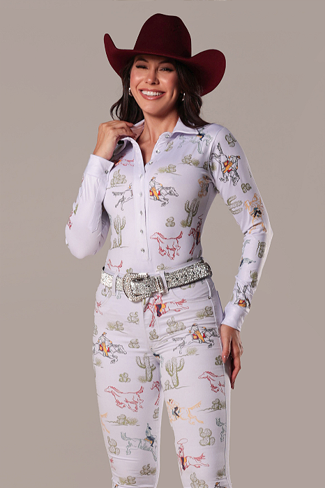 Body Camisa Cirrê Branco Desert Horse Texas Ref. TR243