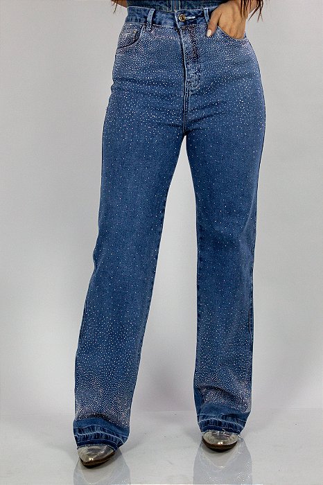 Calça Jeans Azul Wide Leg Diamond Ref. TR281