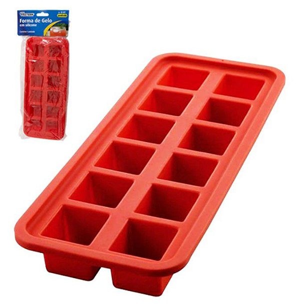 Forma Gelo Cubo Grande 26cm Silicone 12 Cubos Negroni Drinks